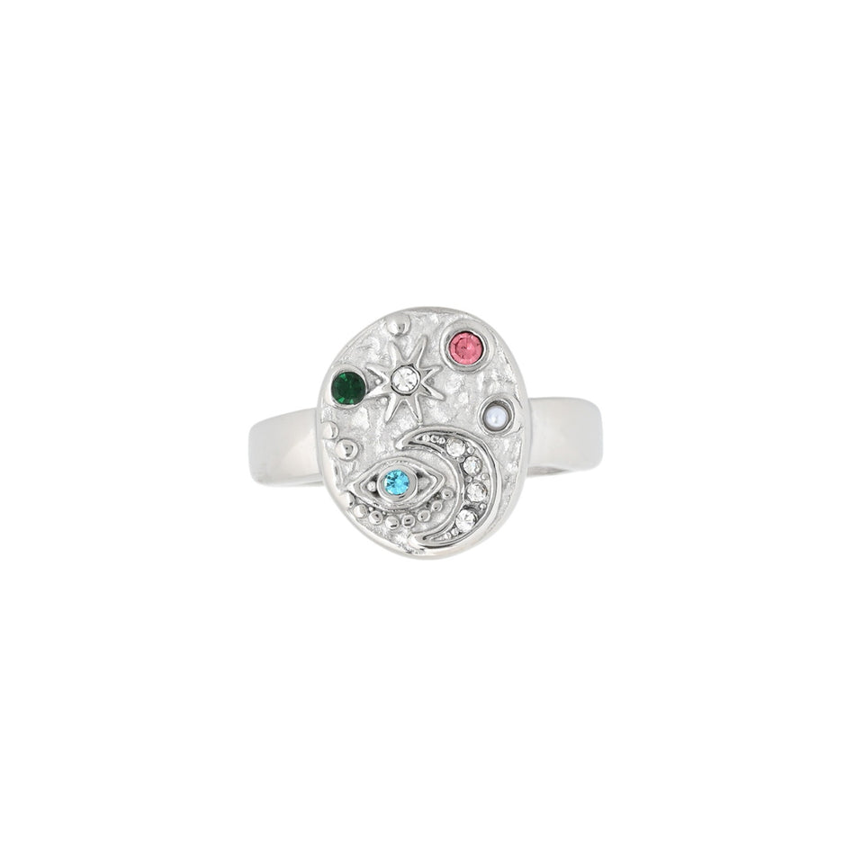 Bague alba en acier stellaire avec texture JZ5816