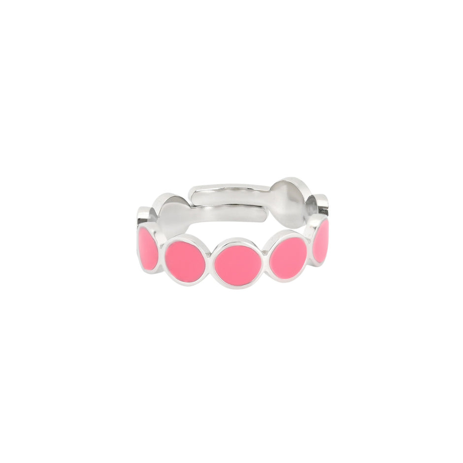 Bague alba réglable acier rond rose JZF3303