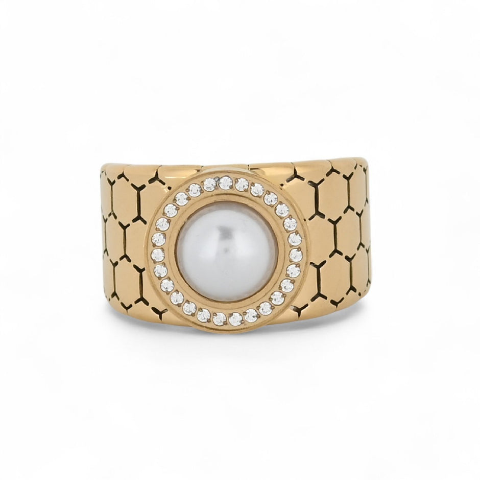 Bague Esmée acier avec perle