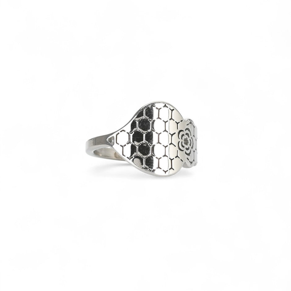 Bague Aria acier coração de viana texture