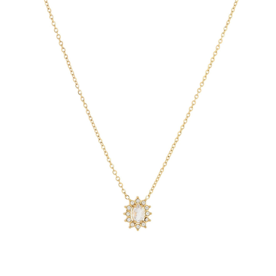 Collier en acier pierre transparent soleil