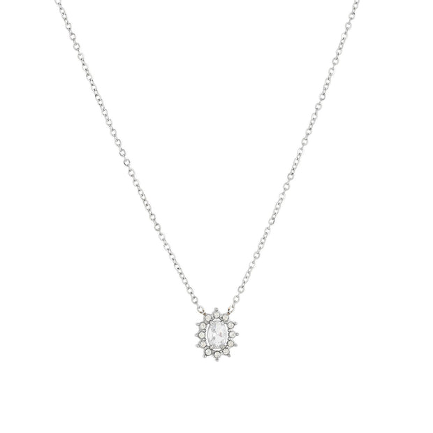 Collier en acier pierre transparent soleil