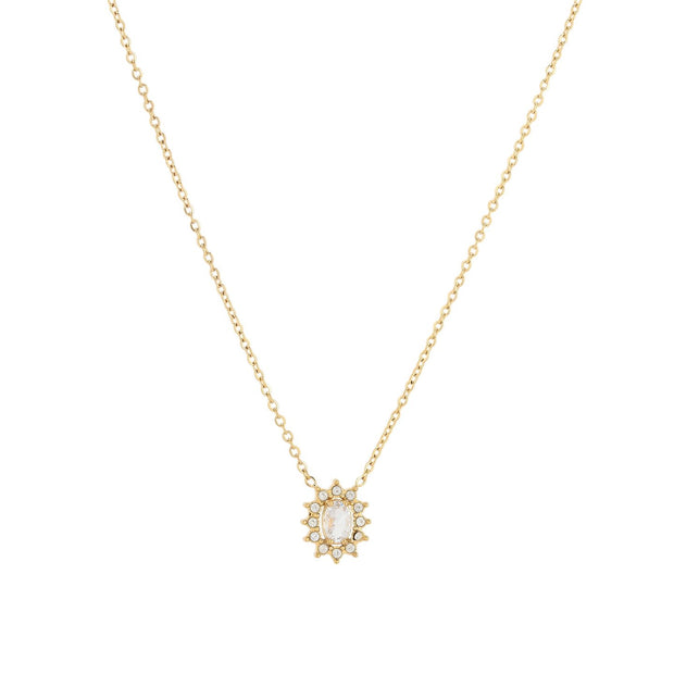 Collier en acier pierre transparent soleil