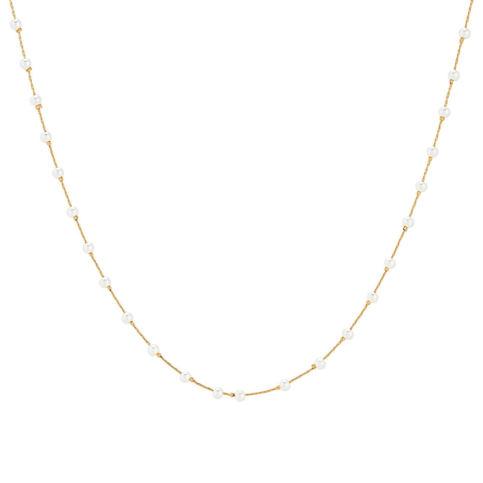Collier en acier perles blanches