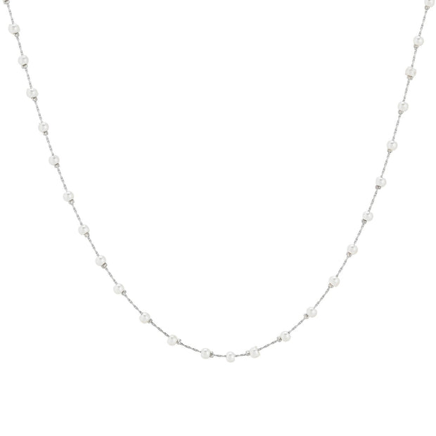 Collier en acier perles blanches