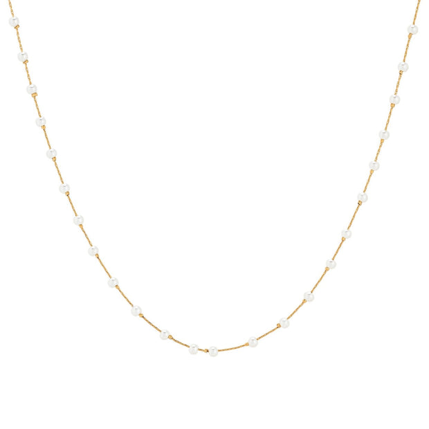 Collier en acier perles blanches