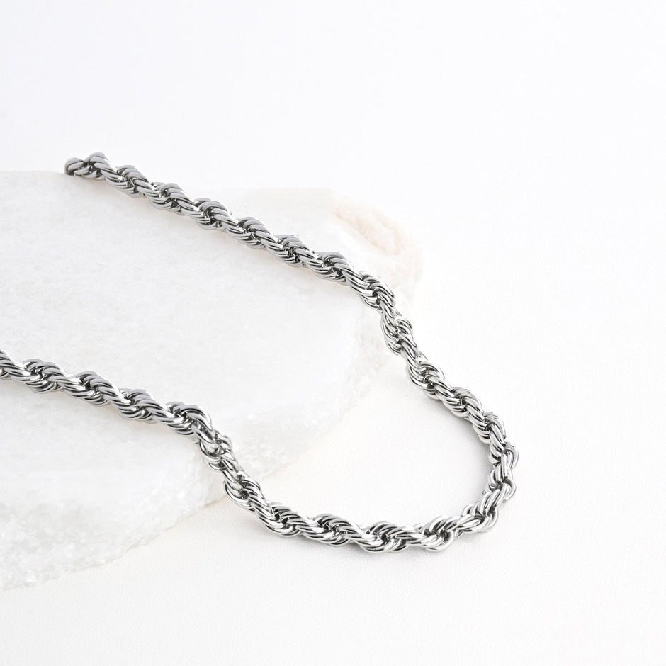 Collier acier tricoté tressé mince