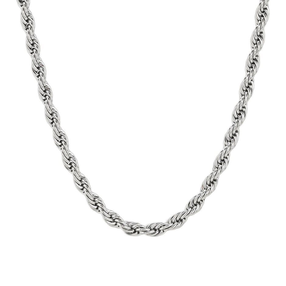 Collier acier tricoté tressé mince
