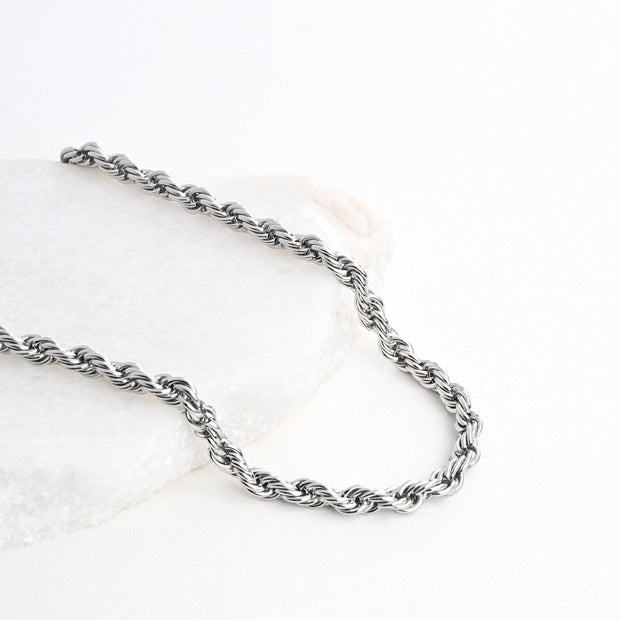 Collier acier tricoté tressé mince