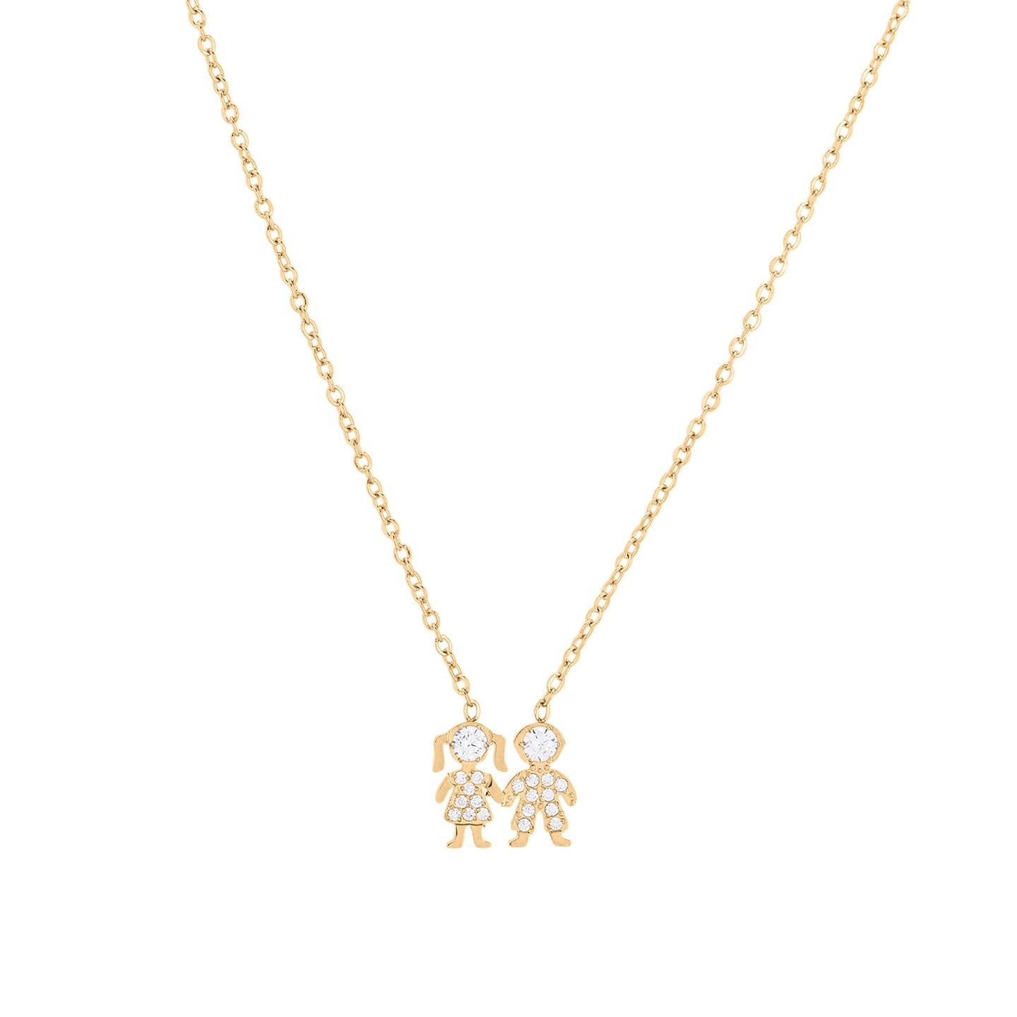 Collier acier et zircones couple
