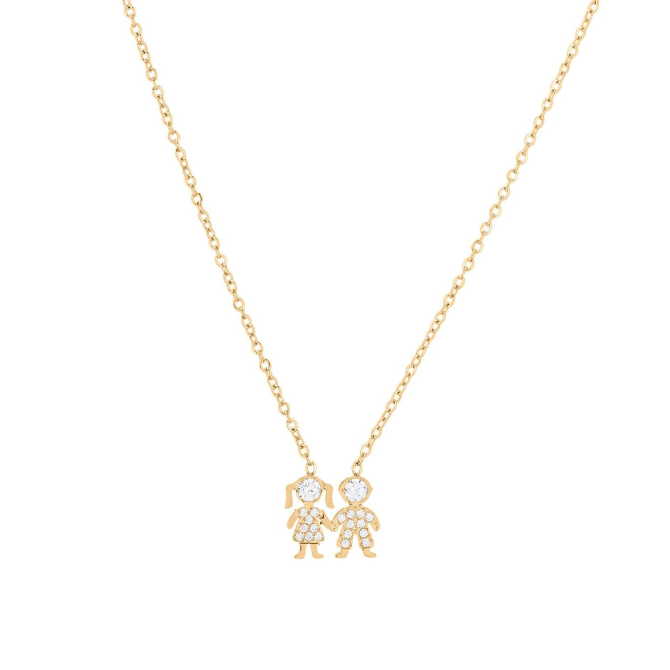 Collier acier et zircones couple