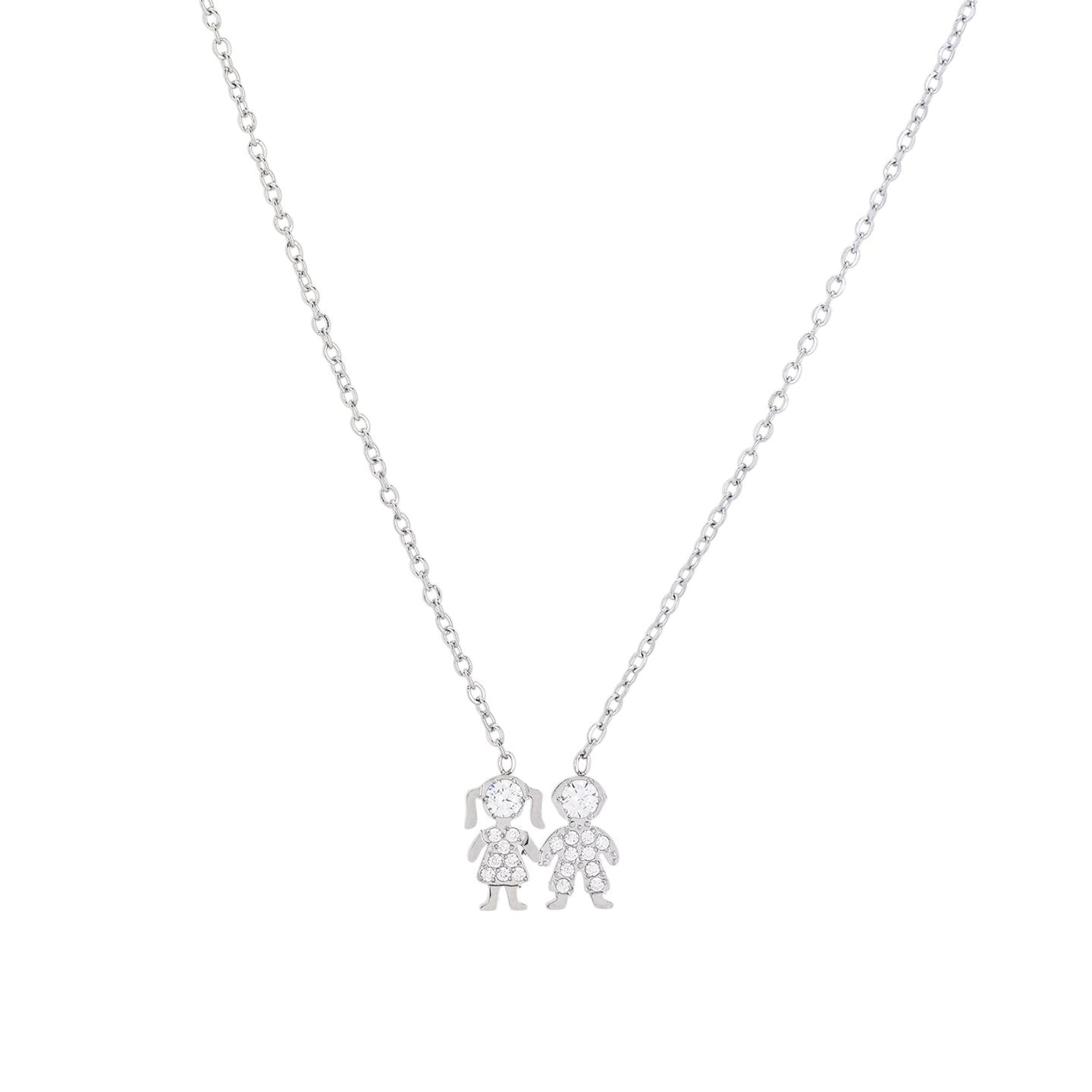 Collier acier et zircones couple