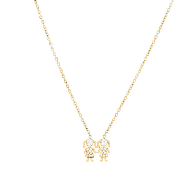 Collier acier et zircones deux filles