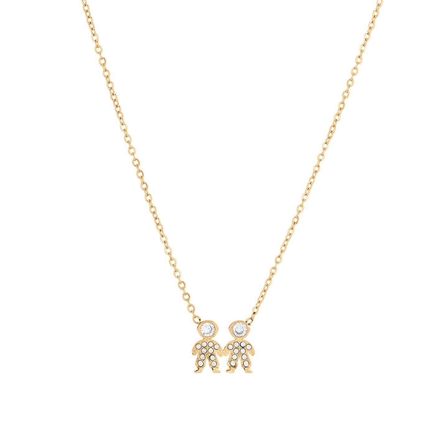 Collier acier et zircones deux garçons