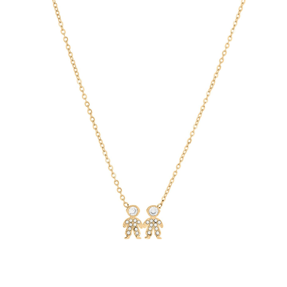 Collier acier et zircones deux garçons