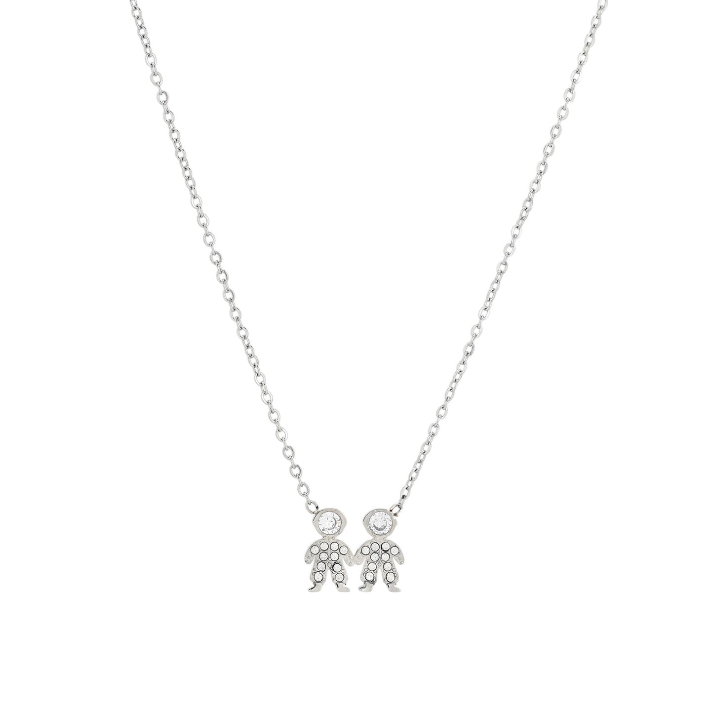 Collier acier et zircones deux garçons