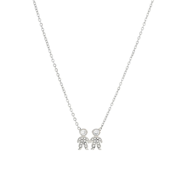 Collier acier et zircones deux garçons