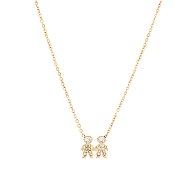 Collier acier et zircones deux garçons