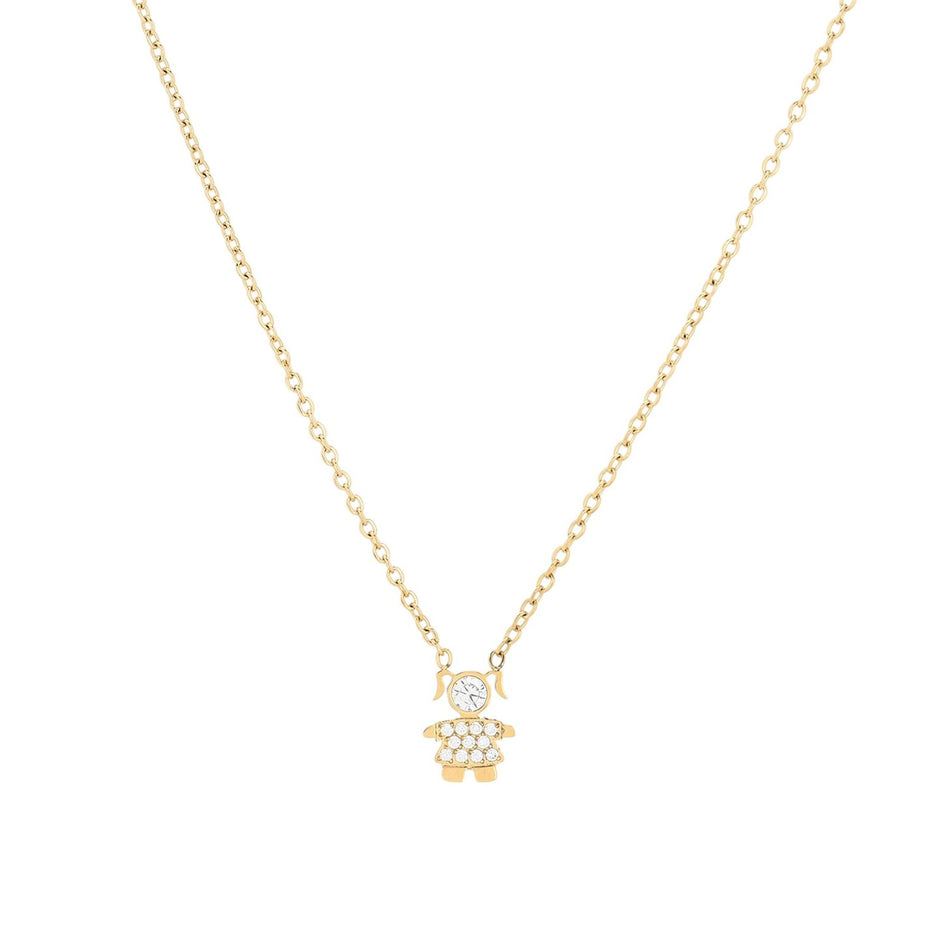 Collier acier et zircones fille
