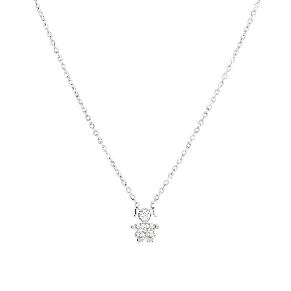 Collier acier et zircones fille