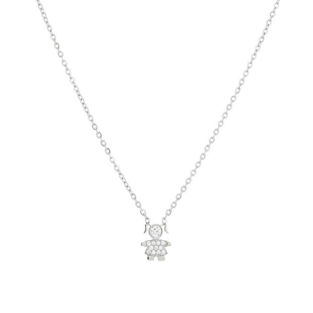 Collier acier et zircones fille