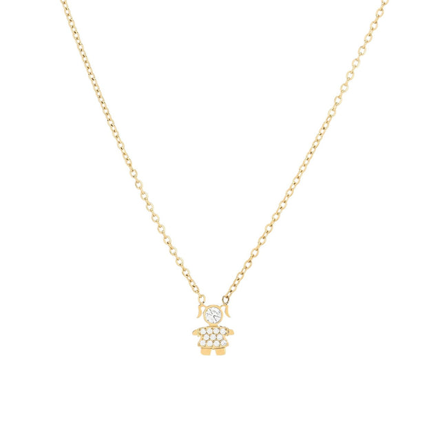 Collier acier et zircones fille