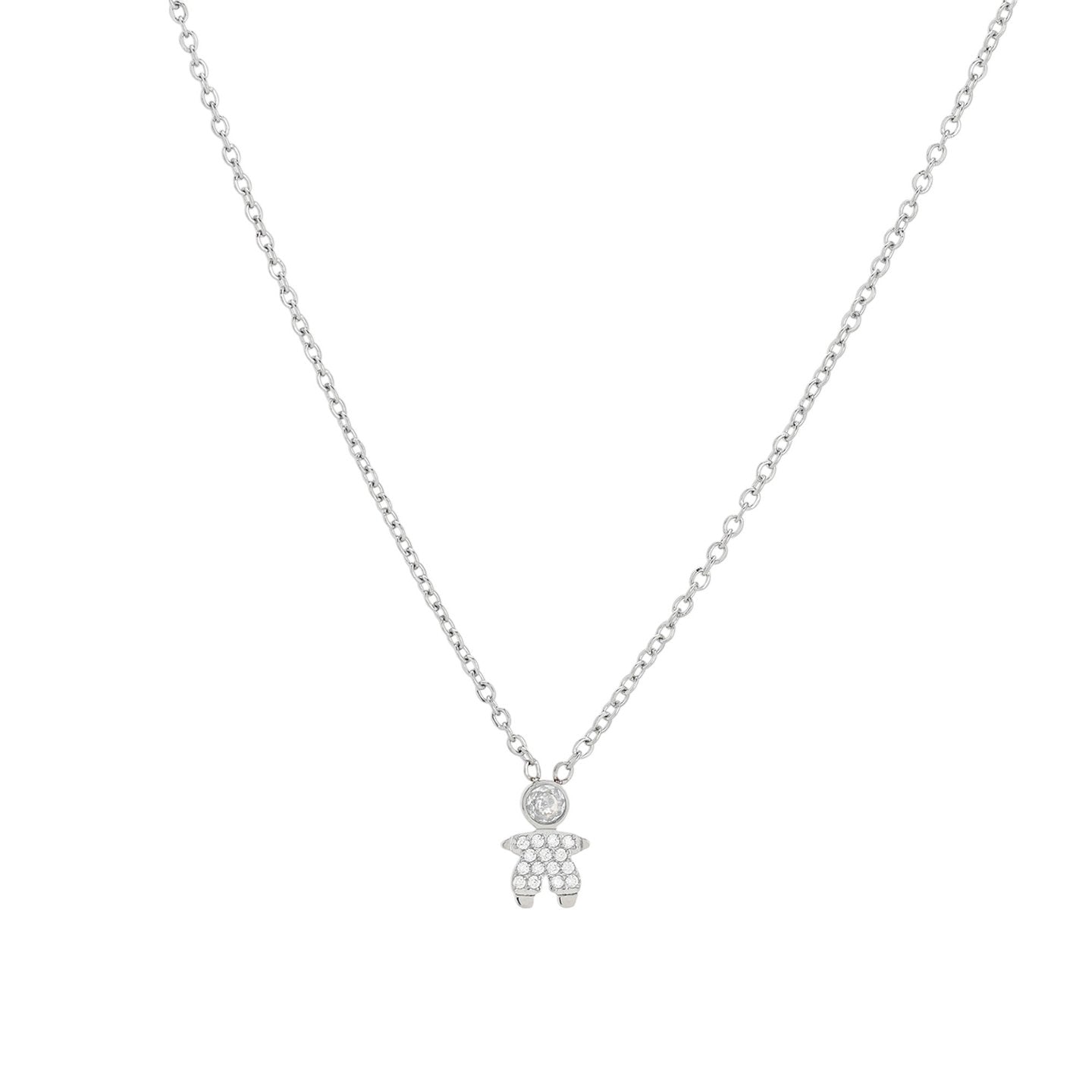 Collier acier et zircones garçon