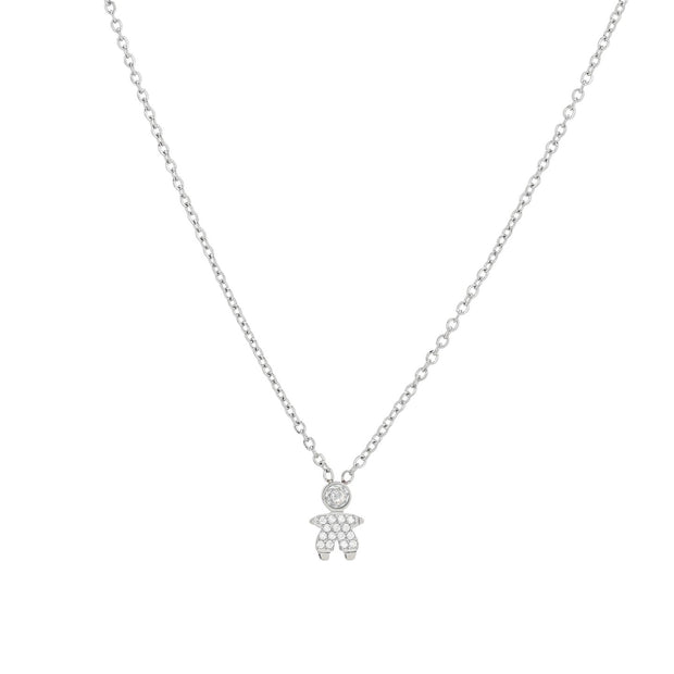 Collier acier et zircones garçon