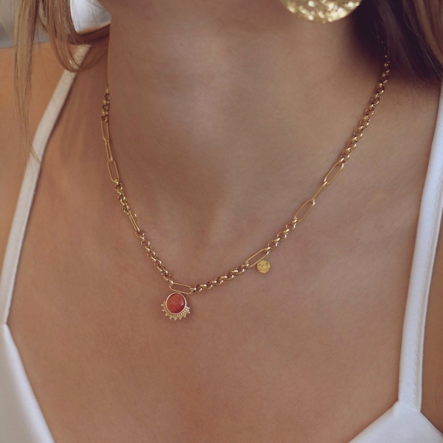 Collier en acier chaîne et cercle