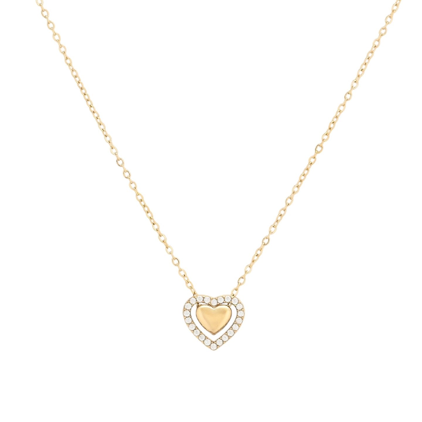 Collier acier coeur avec brillants