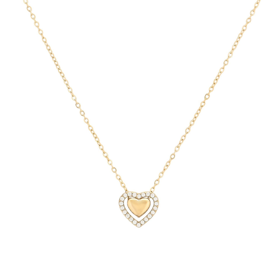 Collier acier coeur avec brillants