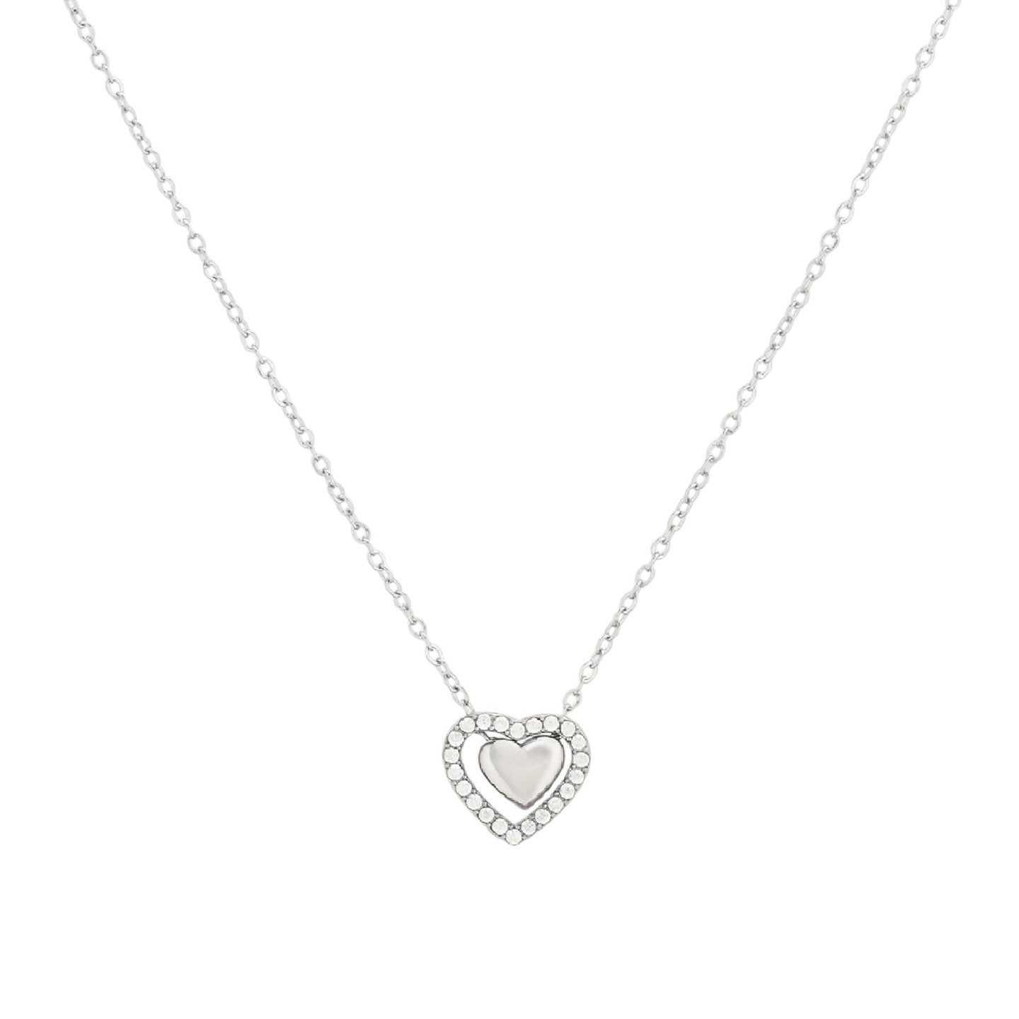 Collier acier coeur avec brillants
