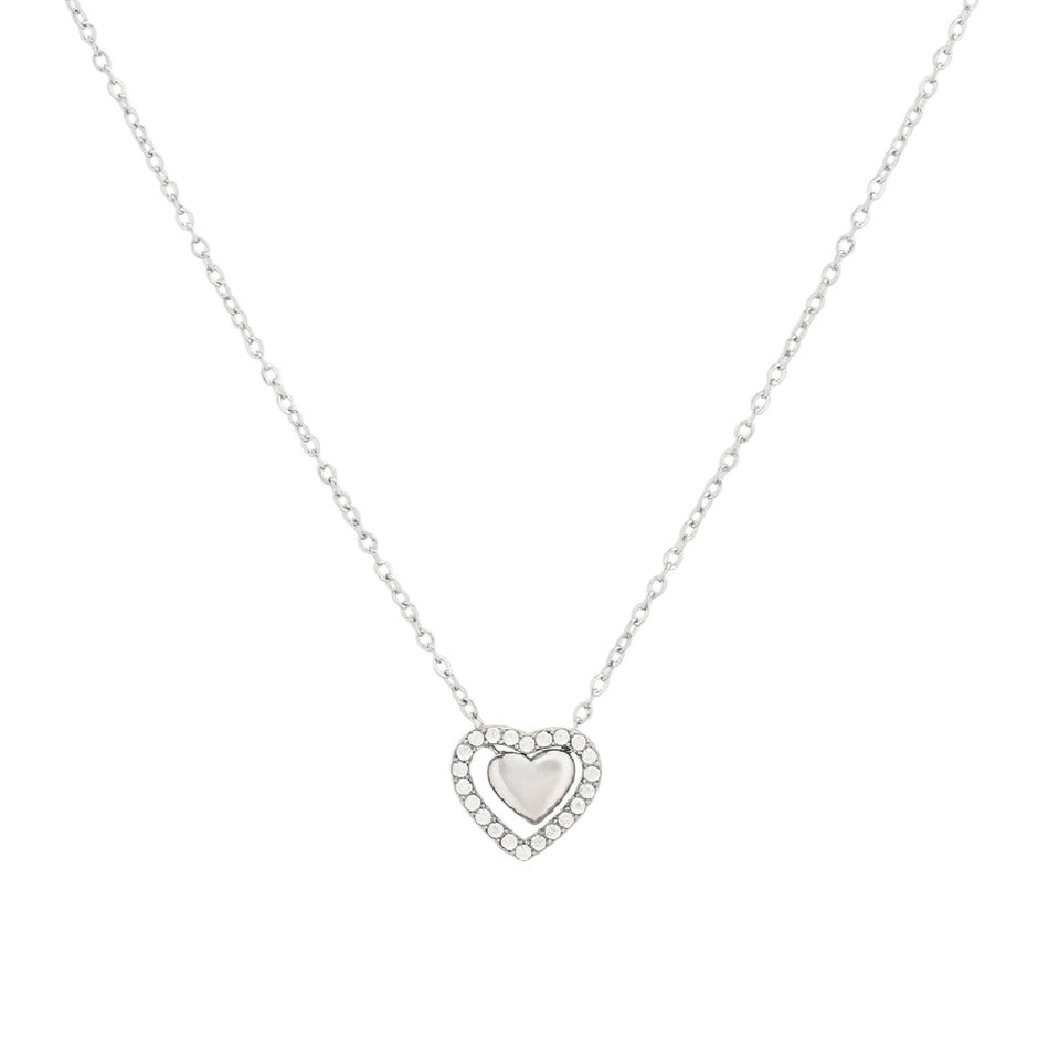 Collier acier coeur avec brillants