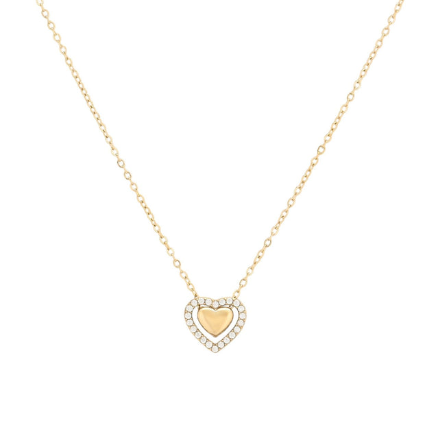 Collier acier coeur avec brillants