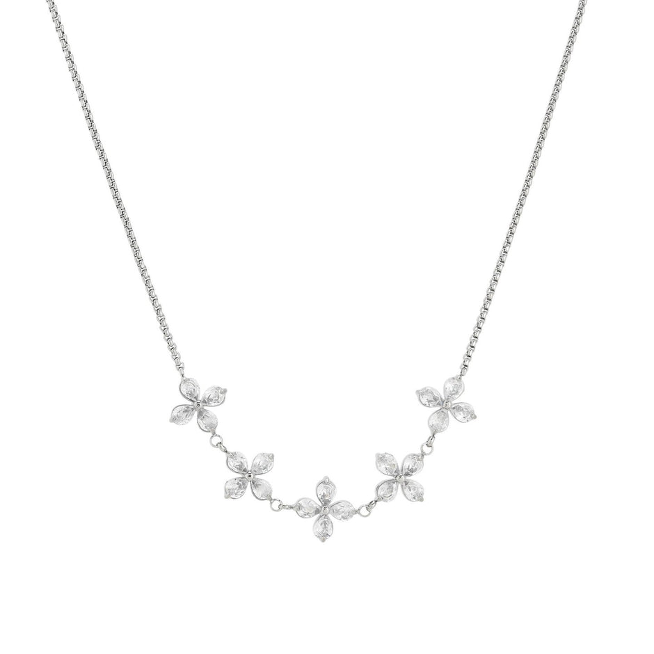 Collier acier avec fleurs