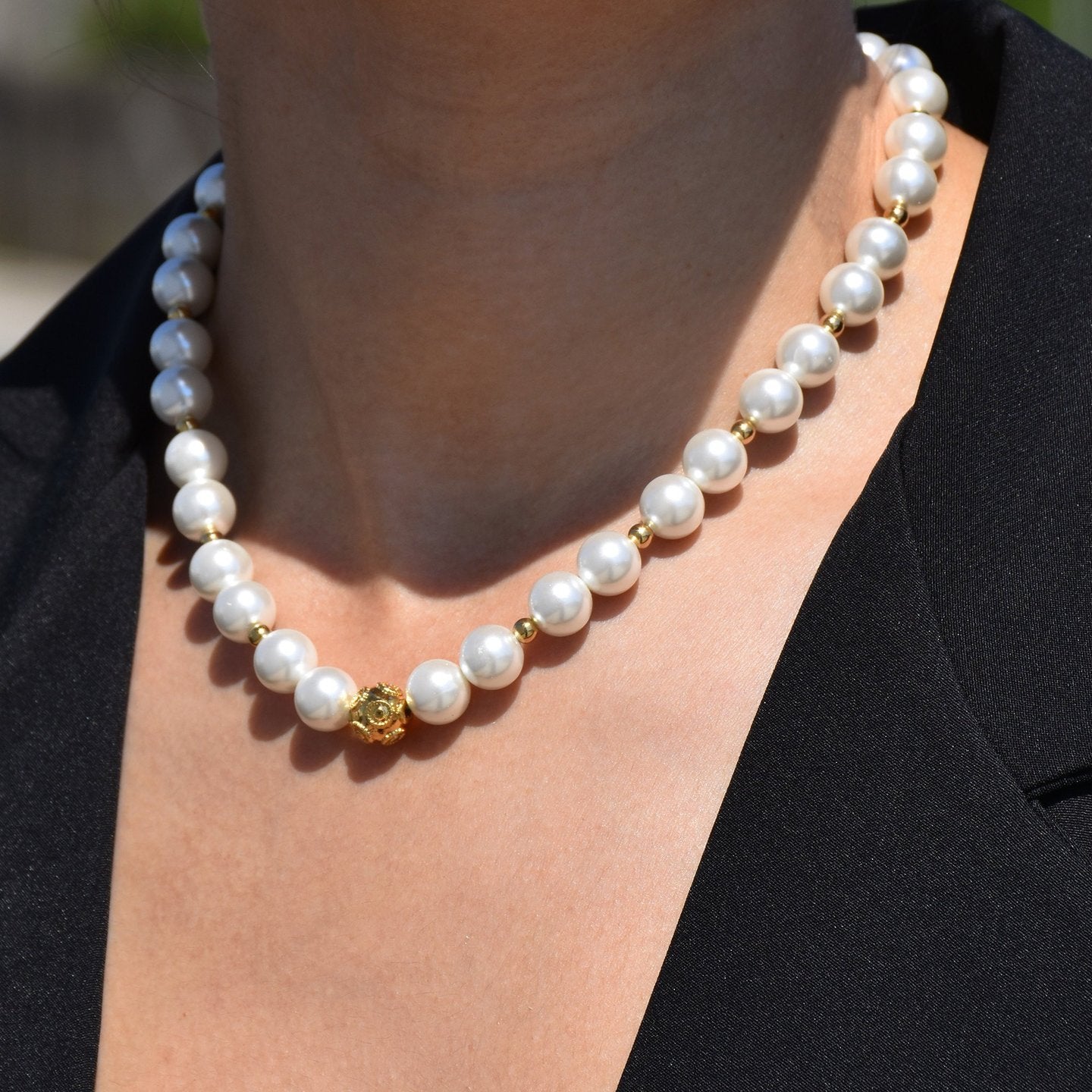 Collier perles en plaqué or bola de viana