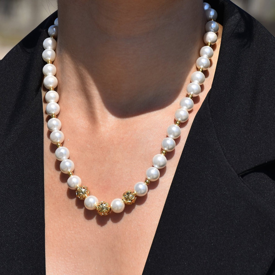 Collier perles en plaqué or bolas de viana