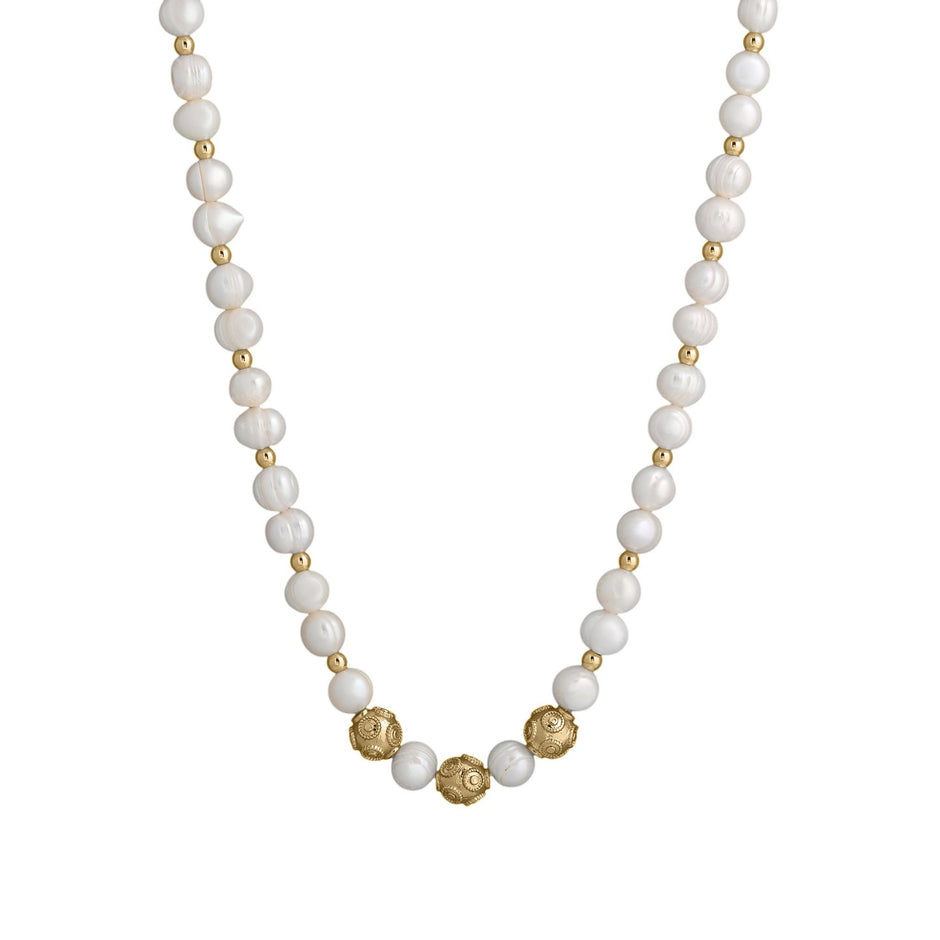 Collier perles en plaqué or bolas de viana