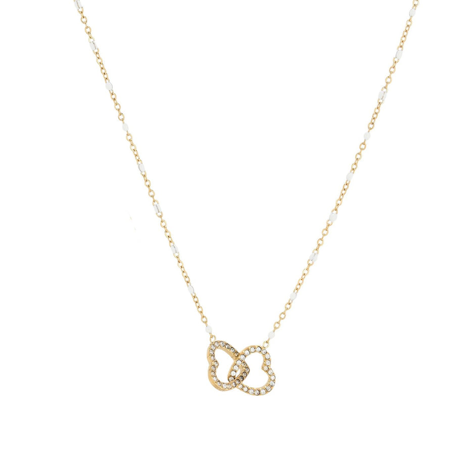 Collier d'acier coeurs entrelacé