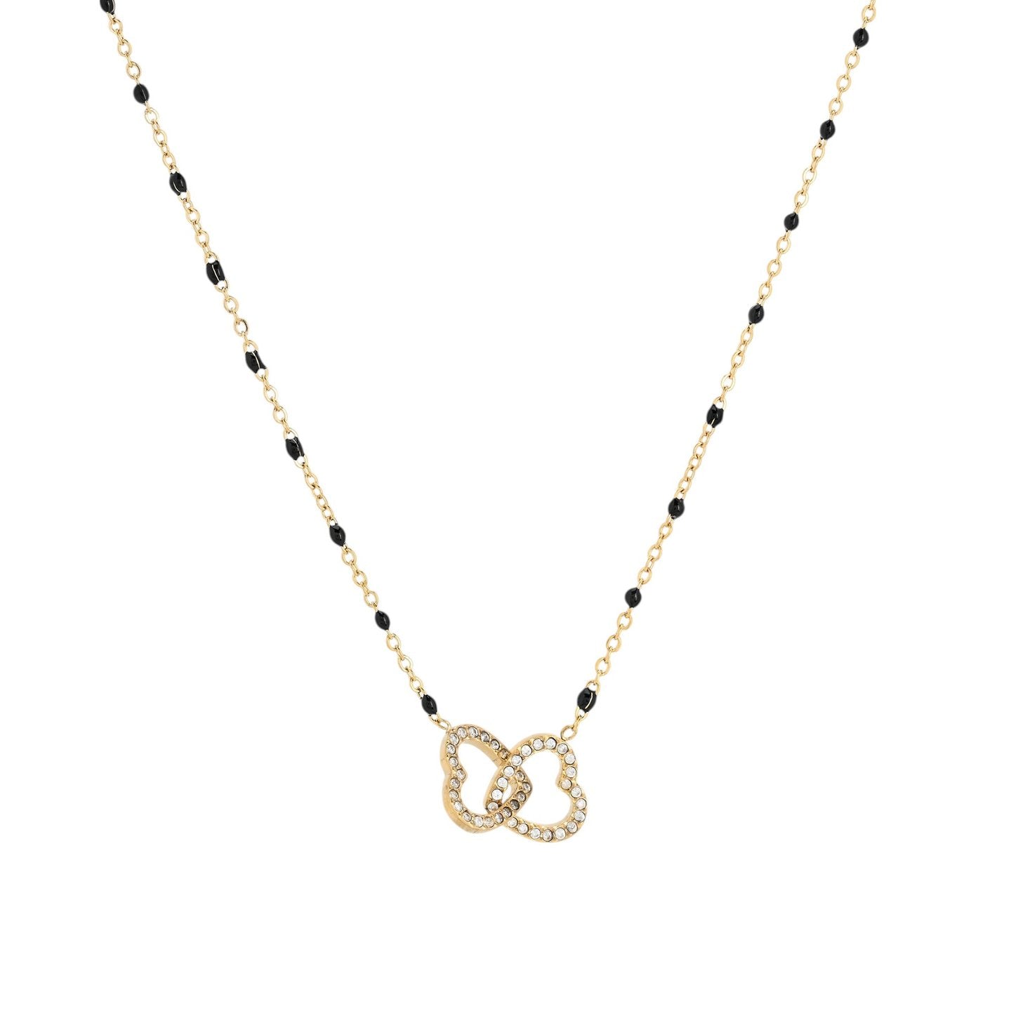 Collier d'acier coeurs entrelacé
