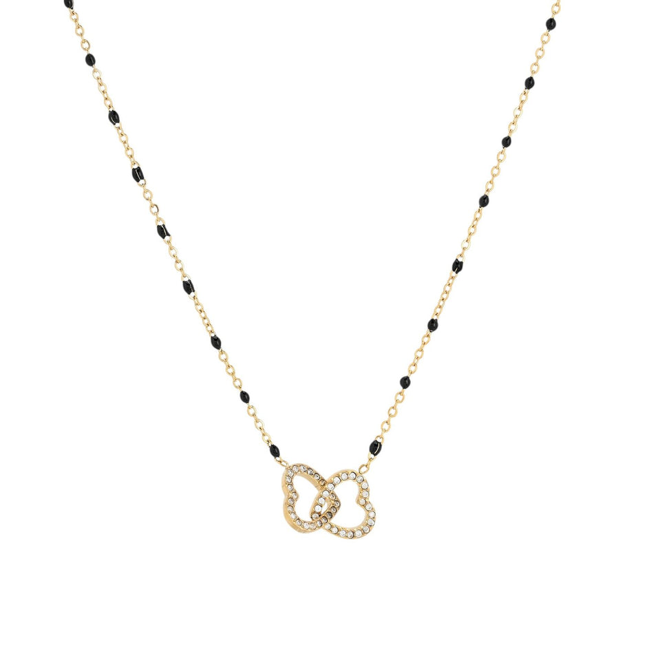 Collier d'acier coeurs entrelacé