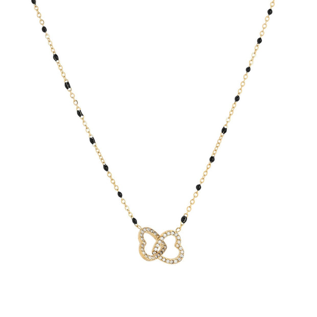 Collier d'acier coeurs entrelacé