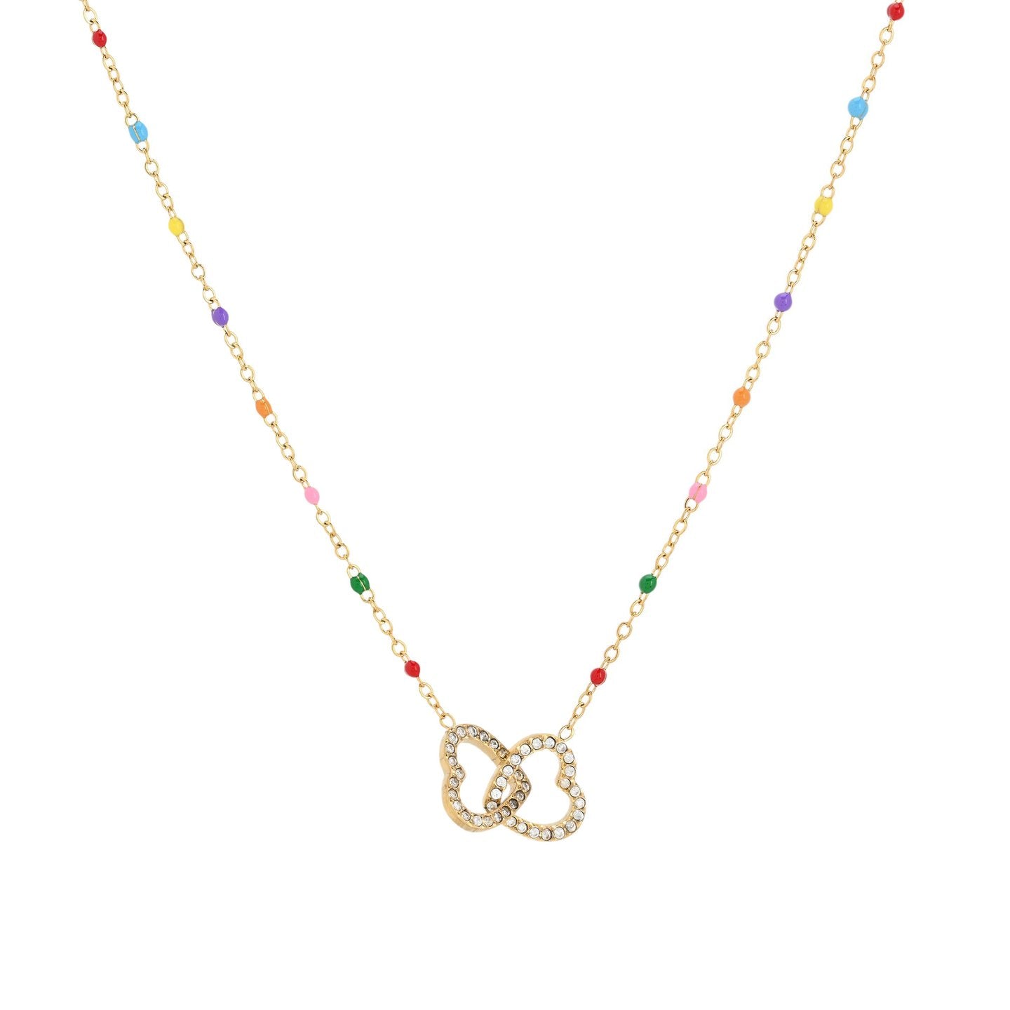 Collier d'acier coeurs entrelacé