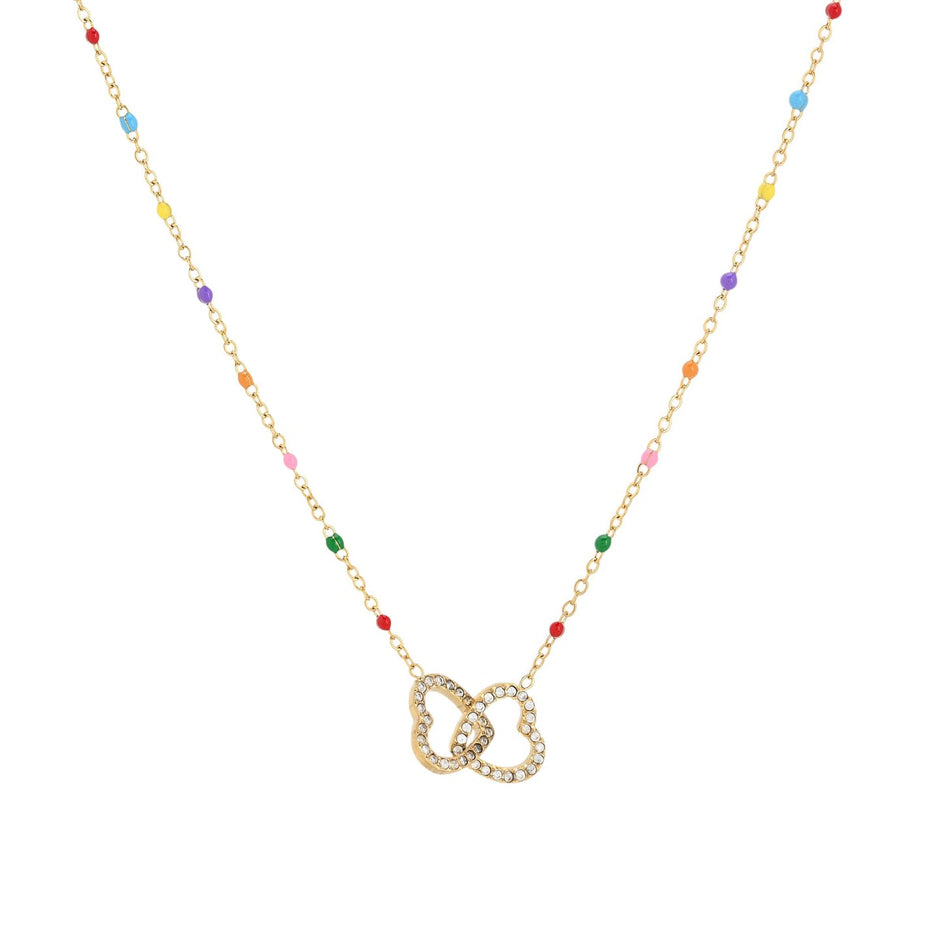 Collier d'acier coeurs entrelacé