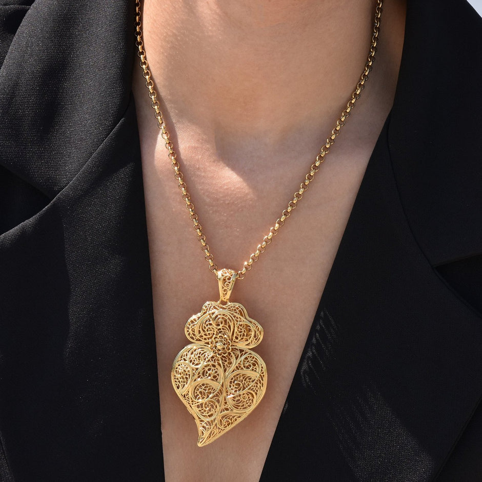 Collier coração de viana grand plaqué or