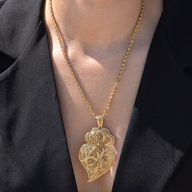 Collier plaqué or coração de viana grand