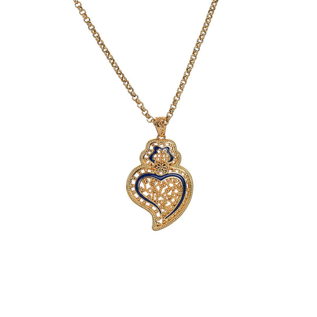 Collier Portugal petit cœur bleu