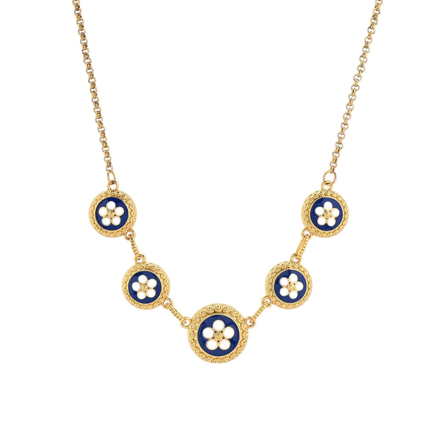Collier plaqué or 5 fleurs traditionnelles