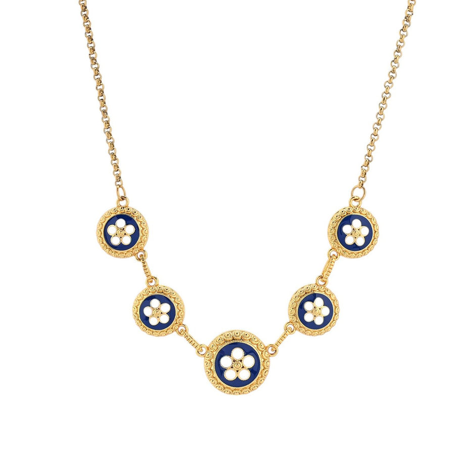 Collier plaqué or 5 fleurs traditionnelles