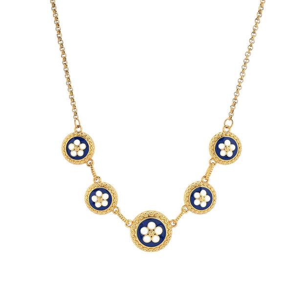 Collier plaqué or 5 fleurs traditionnelles